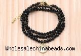 GMN7448 4mm faceted round tiny golden obsidian beaded necklace with constellation charm