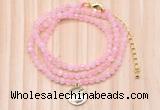 GMN7456 4mm faceted round tiny rose quartz beaded necklace with constellation charm