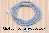 GMN7468 4mm faceted round blue angel skin beaded necklace with constellation charm