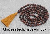 GMN748 Hand-knotted 8mm, 10mm red tiger eye 108 beads mala necklaces with tassel