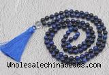 GMN759 Hand-knotted 8mm, 10mm blue tiger eye 108 beads mala necklaces with tassel