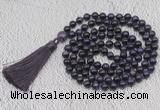 GMN760 Hand-knotted 8mm, 10mm purple tiger eye 108 beads mala necklaces with tassel