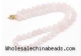 GMN7632 18 - 36 inches 8mm, 10mm matte rose quartz beaded necklaces