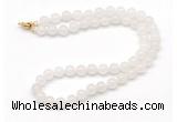 GMN7707 18 - 36 inches 8mm, 10mm round white jade beaded necklaces