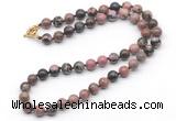 GMN7717 18 - 36 inches 8mm, 10mm round rhodonite beaded necklaces