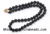 GMN7724 18 - 36 inches 8mm, 10mm round black obsidian beaded necklaces