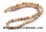 GMN7753 18 - 36 inches 8mm, 10mm round fossil coral beaded necklaces