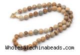 GMN7776 18 - 36 inches 8mm, 10mm round picture jasper beaded necklaces