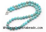 GMN7788 18 - 36 inches 8mm, 10mm round blue sea sediment jasper beaded necklaces