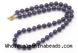 GMN7797 18 - 36 inches 8mm, 10mm round amethyst beaded necklaces