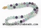 GMN7801 18 - 36 inches 8mm, 10mm round fluorite beaded necklaces