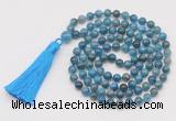 GMN788 Hand-knotted 8mm, 10mm apatite 108 beads mala necklace with tassel