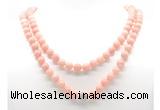 GMN8036 18 - 36 inches 8mm, 10mm Chinese pink opal 54, 108 beads mala necklaces