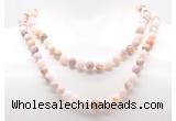 GMN8037 18 - 36 inches 8mm, 10mm natural pink opal 54, 108 beads mala necklaces