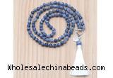 GMN8201 18 - 36 inches 8mm blue spot stone 54, 108 beads mala necklace with tassel