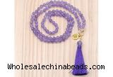 GMN8205 18 - 36 inches 8mm amethyst 54, 108 beads mala necklace with tassel