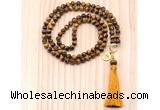 GMN8209 18 - 36 inches 8mm yellow tiger eye 54, 108 beads mala necklace with tassel