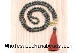 GMN8216 18 - 36 inches 8mm dragon blood jasper 54, 108 beads mala necklace with tassel