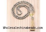 GMN8218 18 - 36 inches 8mm feldspar 54, 108 beads mala necklace with tassel