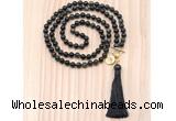 GMN8222 18 - 36 inches 8mm golden obsidian 54, 108 beads mala necklace with tassel