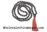 GMN8402 Hand-knotted 8mm, 10mm garnet 27, 54, 108 beads mala necklace with tassel