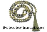 GMN8408 8mm, 10mm Canadian jade 27, 54, 108 beads mala necklace with tassel