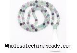 GMN8469 8mm, 10mm fluorite 27, 54, 108 beads mala necklace with tassel