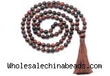 GMN8479 8mm, 10mm red tiger eye 27, 54, 108 beads mala necklace with tassel