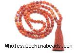 GMN8495 8mm, 10mm red banded agate 27, 54, 108 beads mala necklace with tassel