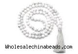 GMN8510 8mm, 10mm white howlite 27, 54, 108 beads mala necklace with tassel