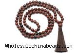 GMN8515 8mm, 10mm mahogany obsidian 27, 54, 108 beads mala necklace with tassel