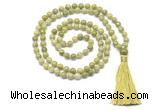 GMN8519 8mm, 10mm China jade 27, 54, 108 beads mala necklace with tassel