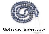 GMN8539 8mm, 10mm blue spot stone 27, 54, 108 beads mala necklace with tassel