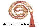 GMN8552 8mm, 10mm picture jasper & red jasper 108 beads mala necklace with tassel