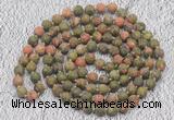 GMN920 Hand-knotted 8mm, 10mm matte unakite 108 beads mala necklaces