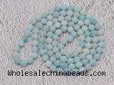 GMN924 Hand-knotted 8mm, 10mm matte amazonite 108 beads mala necklaces