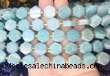 HABS03 15 inches 12mm - 14mm hexagon amazonite gemstone beads