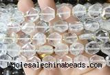 HABS05 15 inches 12mm faceted hexagon white crystal quartz beads wholesale