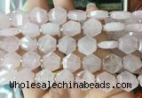 HABS06 15 inches 12mm faceted hexagon rose quartz beads wholesale