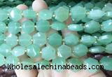 HABS07 15 inches 12mm faceted hexagon green aventurine jade beads wholesale