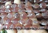 HABS08 15 inches 12mm faceted hexagon red strawberry quartz beads wholesale