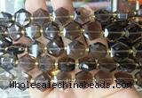 HABS10 15 inches 12mm faceted hexagon smoky quartz beads wholesale