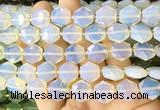 HABS15 15 inches 12mm faceted hexagon white opalite beads wholesale