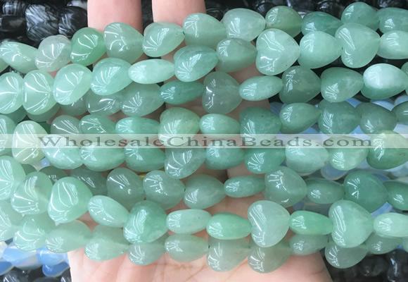 HGBS10 15 inches 12mm heart green aventurine gemstone beads wholesale