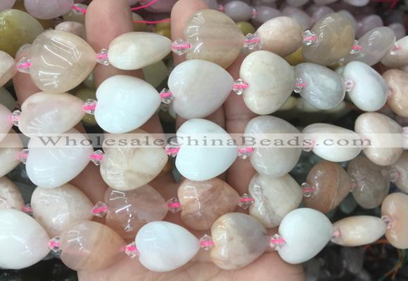 HGBS30 15 inches 20mm heart pink aventurine gemstone beads wholesale