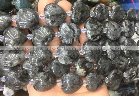 HGBS43 15 inches 20mm heart black labradorite gemstone beads wholesale