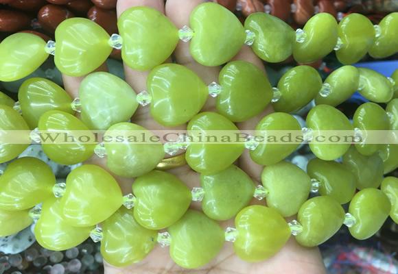 HGBS61 15 inches 20mm heart lemon jade gemstone beads wholesale