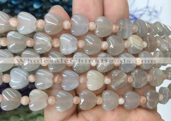 HGBS81 15 inches 10mm heart moonstone gemstone beads wholesale