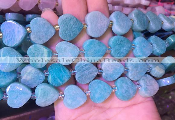 HGBS87 15 inches 16mm heart amazonite gemstone beads wholesale