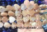 HGBS89 15 inches 16mm heart moonstone gemstone beads wholesale